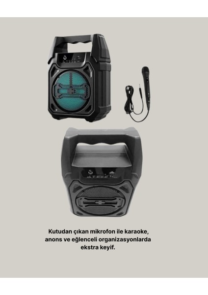 Taşınabilir 6.5” Bluetooth Hoparlör USB Tf Kart Mikrofonlu Şarjlı Sistem fırsatları