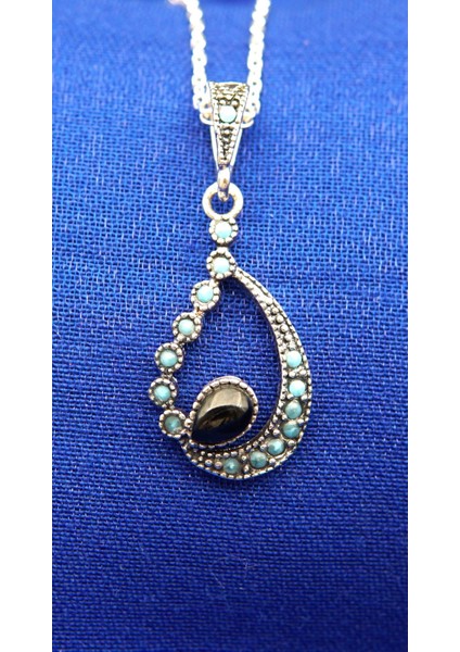 925 Ayar Kadın Oltu Taşı Kadın Kolye SK00093 fiyatları