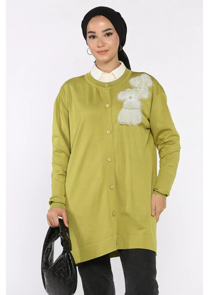 Çiçek Figürlü Ön Düğmeli Tesettür Triko Hırka (S-M-L-Xl Beden Uyumludur.) P-00018076 fiyatları