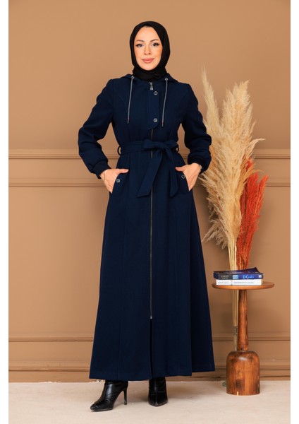 Kışlık Kadın Kaşe Pardesü Kapşonlu 58008