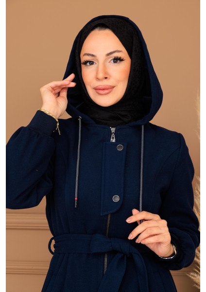 Kışlık Kadın Kaşe Pardesü Kapşonlu 58008 fırsatları