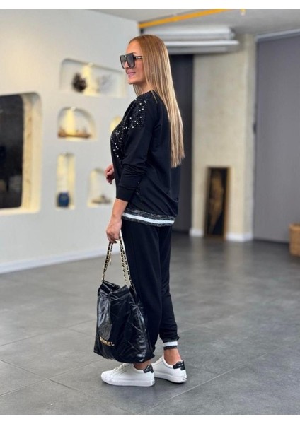 Kadın Modal Kumaş Payetli Sim ve Ribanalı Detay Ikili Takım fiyatları