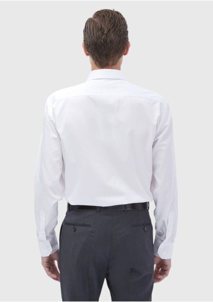 Beyaz Düz Regular Fit Dokuma Klasik %100 Pamuk Gömlek indirimleri