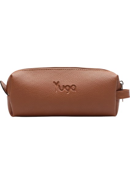 Tek Gözlü Suni Deri Kalem Çantası Taba