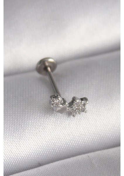 Bfs 316L Çelik Gümüş Renk Zirkon Taşlı Yıldız Model Tragus Piercing