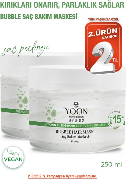 2'li Biberiye Saç Maskesi, E vitamini & Peeling Etkisi, Güçlendirme ve Kırık Onarmaya Yardımcı 2*250ml