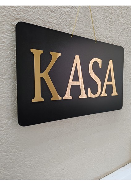 Kasa Yazılı Siyah Mdf Üzeri Gold Aynalı Pleksi Yazılı Yönlendirme Levhası Tabela 50X30 cm fiyatları