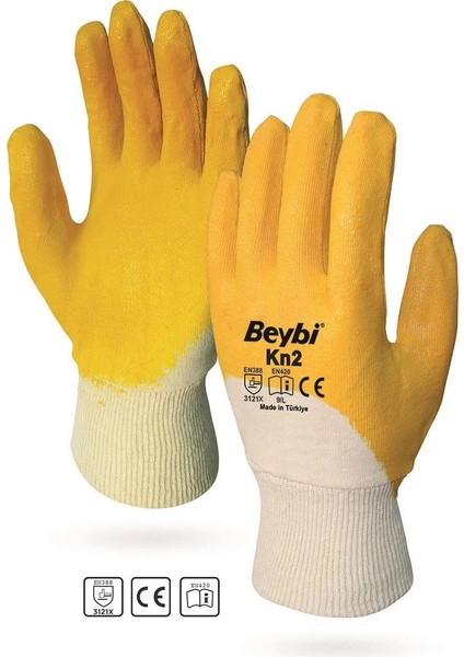 Beybi Kn2 No:9 Sarı Nitril Pamuk Eldiven