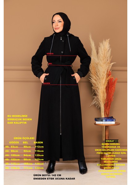 Kışlık Kadın Kaşe Pardesü Kapşonlu 58008 fiyatları