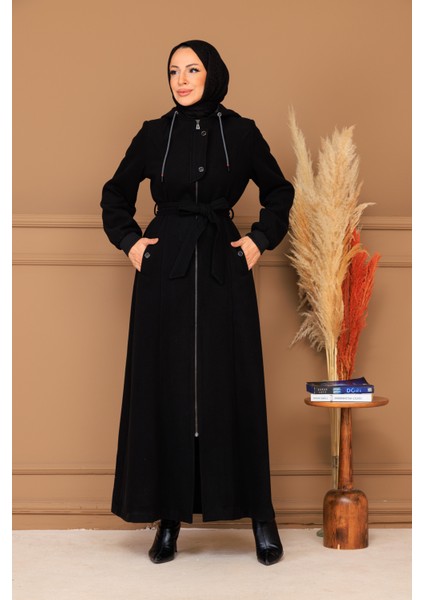 Kışlık Kadın Kaşe Pardesü Kapşonlu 58008 fırsatları