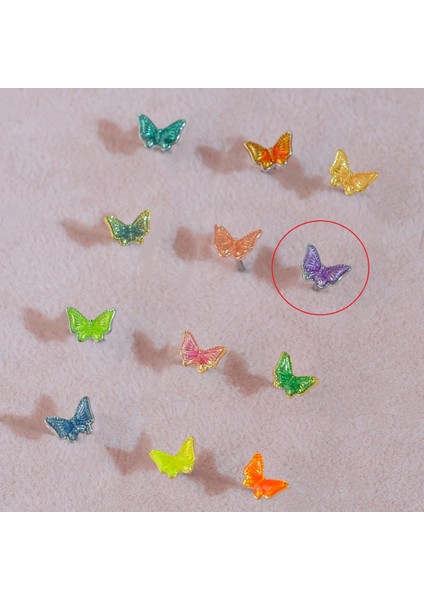 Mor Kelebekli Piercing Helix Kıkırdak Conch Lob Silver