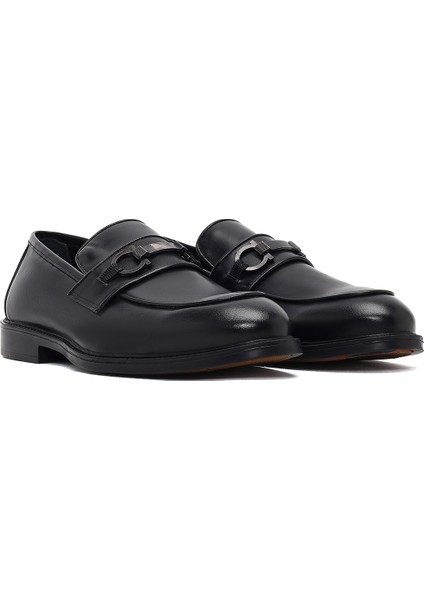 Erkek Siyah Tokalı Deri Loafer 25WFD664018 modelleri