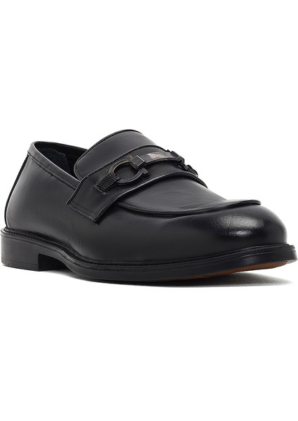 Erkek Siyah Tokalı Deri Loafer 25WFD664018