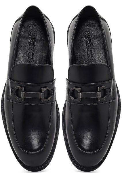 Erkek Siyah Tokalı Deri Loafer 25WFD664018