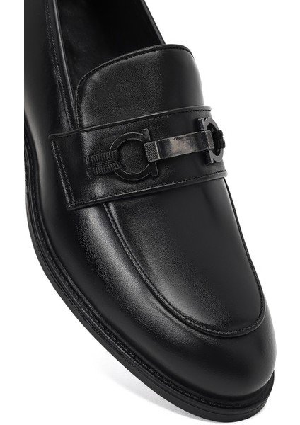 Erkek Siyah Tokalı Deri Loafer 25WFD664018