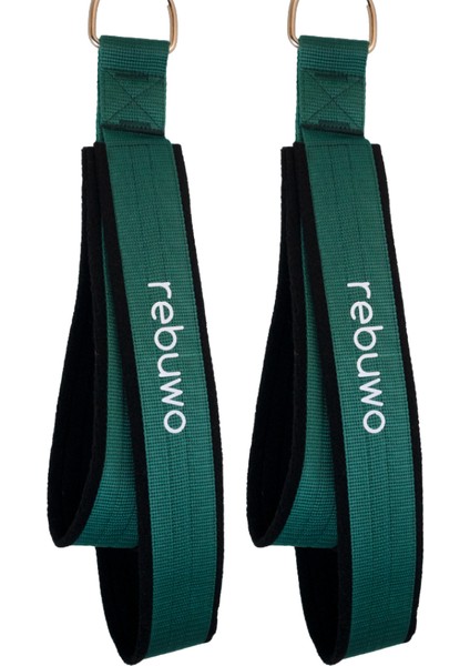 Pilates Elcik Reformer Yoga Pilates Tutma Aparatı (Yeşil)– Kadife Kumaş & Metal D Tokalı (1 Çift)