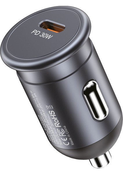 Araç Çakmak USB Dönüştürücü Şarj Soket (Alüminyum Tasarım - 30W Hızlı Şarj Desteği - Oto Şarj Kesme)