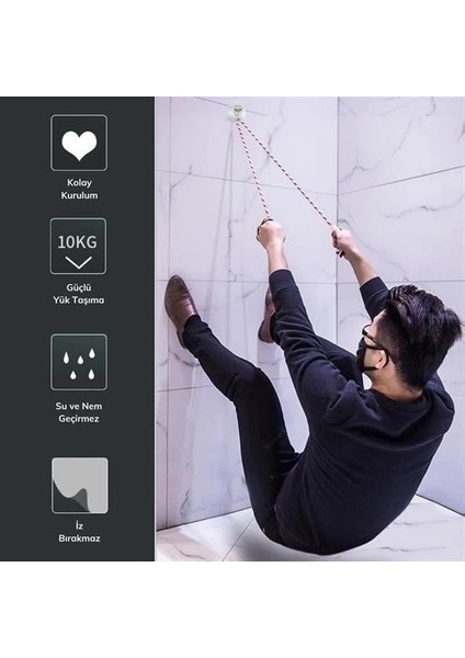 Bfs Süper Güçlü Yapışkanlı Suya Dayanıklı Şeffaf Askı 5li Set Yeniden Kullanılabilir Kancalar