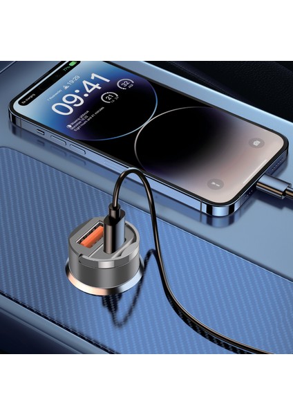 Araba Araç Telefon 2li Hızlı Siyah Şarj Aleti Şarj Soketi Girişli Type-C + USB 2 Girişli 30W Güvenli fiyatları