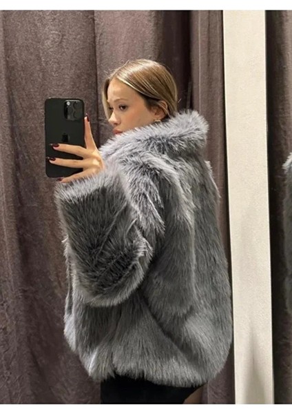 Rengastyle Kadın Yumuşak Tüylü Kısa Kürk Ceket Mont fırsatları