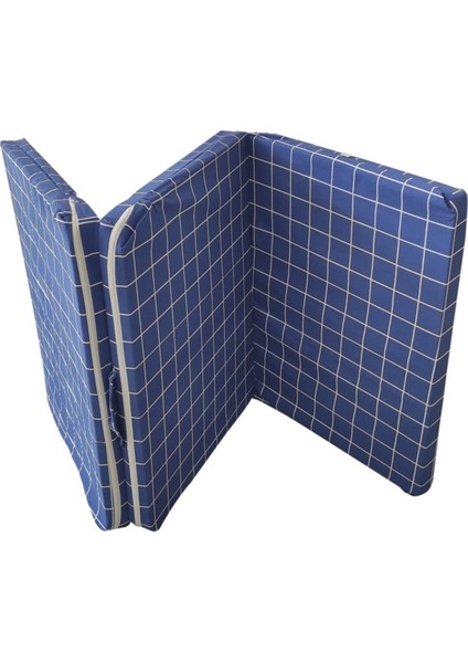 Katlanır Yatak Yer Yatağı Sünger Yatak Tek Kişilik 80X180 Mavi Pano 7 cm