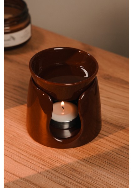 Bordo Özel Tasarım Seramik El Yapımı Buhurdanlık | Mumluk | Dekoratif (1 Adet Tealight Mum Ile)