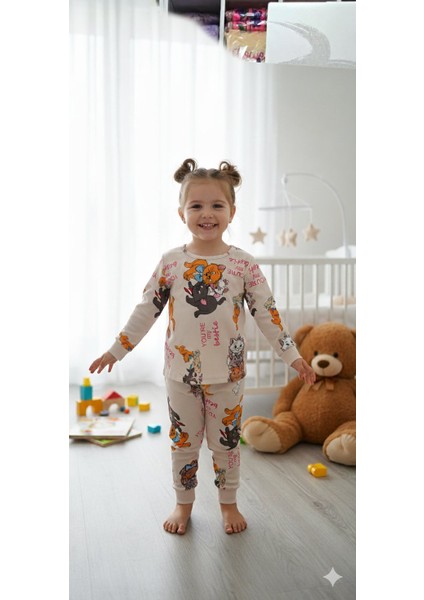 Kız Çocuk Pijama Takımı I Uzun Kollu Rahat Ev Giyim I Pamuklu - Yumuşacık Kız Çocuk Takım