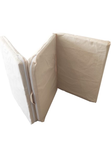 Tek Kişilik Katlanır Yer Yatağı Sünger Yatak Krem 80X180 Cm-6 cm