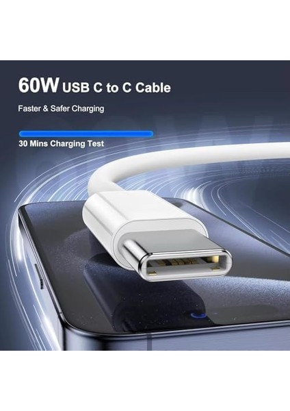iPhone 15/16 ve Android Için Type C-C, 60WATT Pd, Örgülü, Hızlı Şarj Kablosu (100 Cm) fiyatları