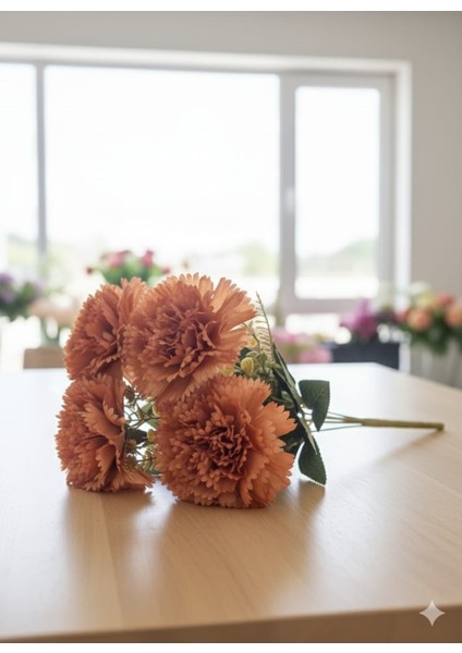 Koca 7 Kafalı 40 cm Karanfil Turuncu Somon Renginde Ev Vazo Dekor Ürünü