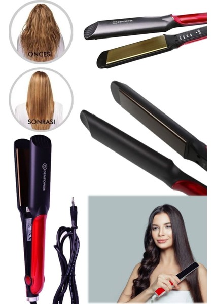 4 Kademeli Profesyonel Saç Düzleştirici ve Kıvırıcı Demir, Pembe, 220°C modelleri