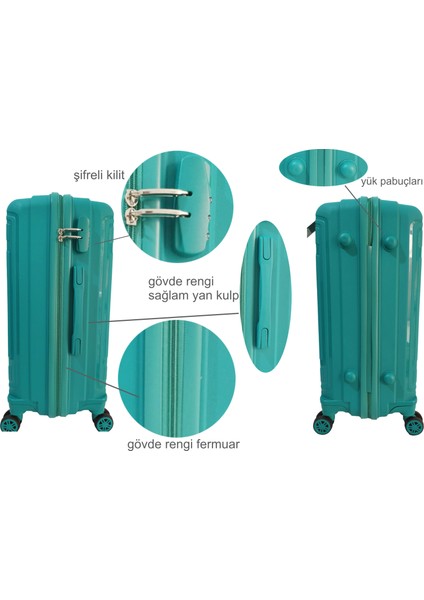 ☾ ✩ 𝐓𝐔̈𝐑𝐊 𝐘𝐈𝐋𝐃𝐈𝐙𝐈 ☾ ✩ Travel Polo Esnek Kauçuk Üstün Kaliteli Büyük Boy Valiz 𝟕𝟓 𝐜𝐦