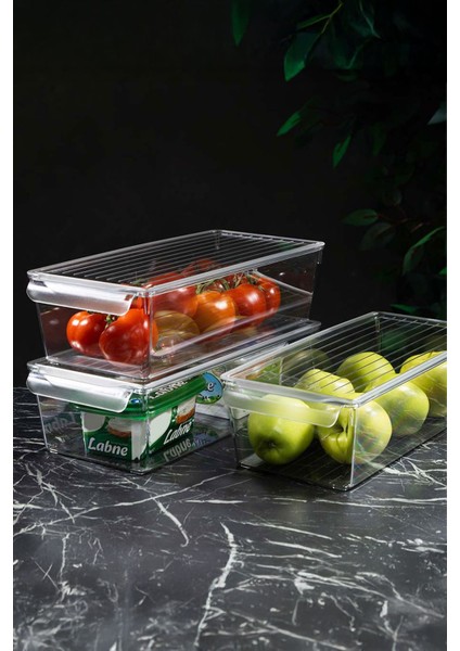 Kapaklı Buzdolabı Düzenleyici Meyve Sebze Saklama Kabı Organizer 4'lü Set 7 L - 4,5 L - 3 L - 2 L fırsatları
