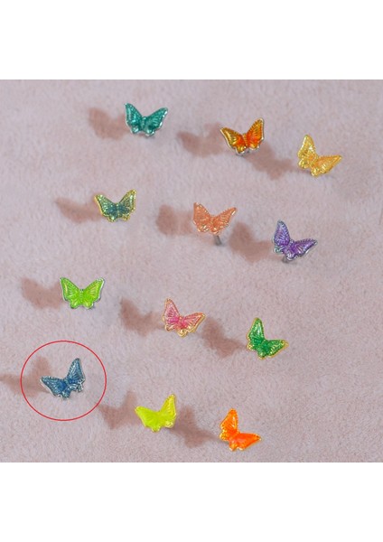 Lacivert Kelebekli Piercing Helix Kıkırdak Conch Lob Silver