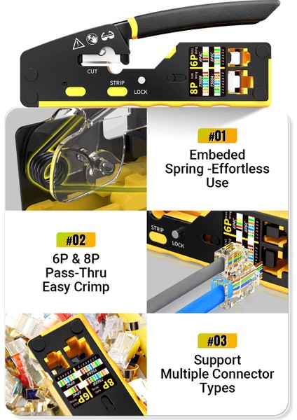 Yeni Nesil Ez RJ45 Pense 8P8C Utp Sıkma Pensesi RJ11 RJ12 RJ45 Ethernet Konektörü Sıkma Kesme Soyma Network Aksesuarları indirimleri
