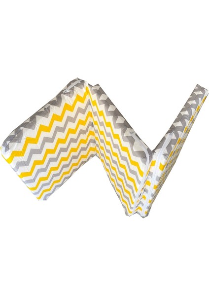 Bebek Yatağı Oyun Parkı Çocuk Yatağı Katlanabilir Sünger Yatak 60X120-4 cm Sarı Gri Zikzak modelleri