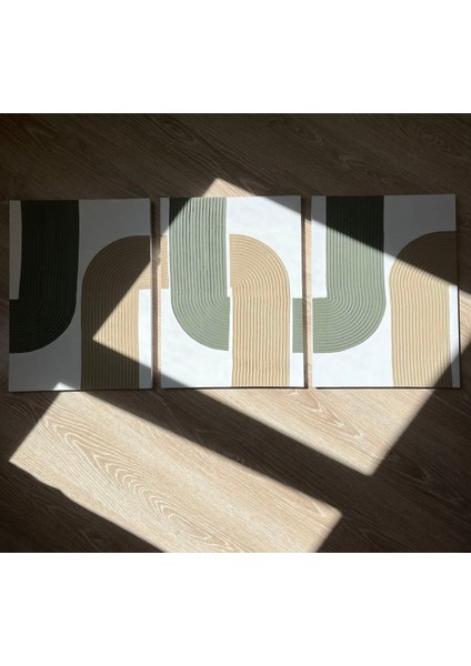 Dekoratif El Yapımı Dokulu Kanvas Tablo Üçlü Zincir Alçılı Kanvas Tablo fiyatları