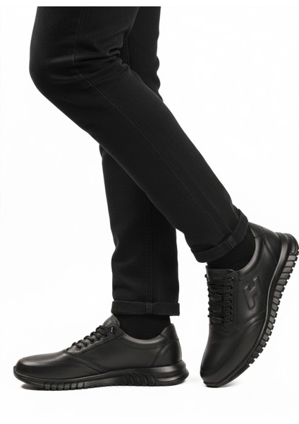 Siyah Bağcıklı Deri Jel Taban Anatomik Erkek Casual Ayakkabı 315 M