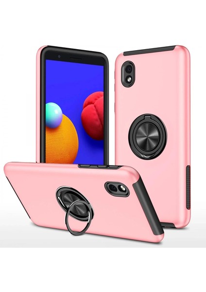 Bfs Samsung Galaxy A01 Core Kılıf Elit Yüzüklü Kapak - Pembe