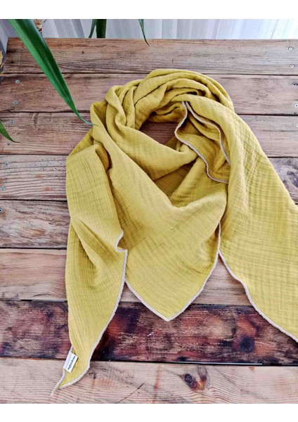 %100 Pamuk Muslin Boyun Fular - Atkı – 125 Cm, 4 Kat Yumuşak Doku, Antialerjik Üçgen Form modelleri