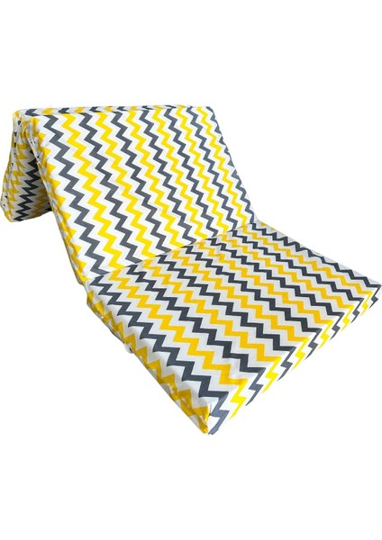 Katlanır Yer Yatağı ve Tek Kişilik Sünger Katlanır Minder Yatak 90X190X10 Cm-Sarı Gri Zikzak