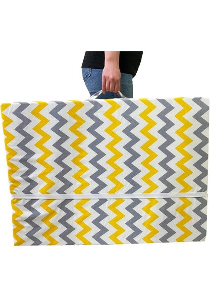 Katlanır Yer Yatağı ve Tek Kişilik Sünger Katlanır Minder Yatak 90X190X10 Cm-Sarı Gri Zikzak modelleri
