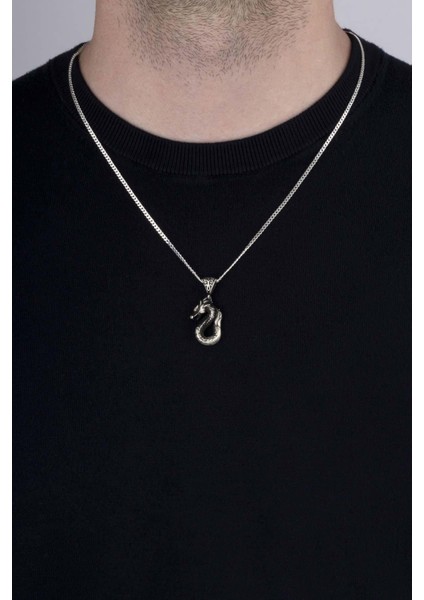 Ejderha Motifli Erkek Gümüş Kolye modelleri