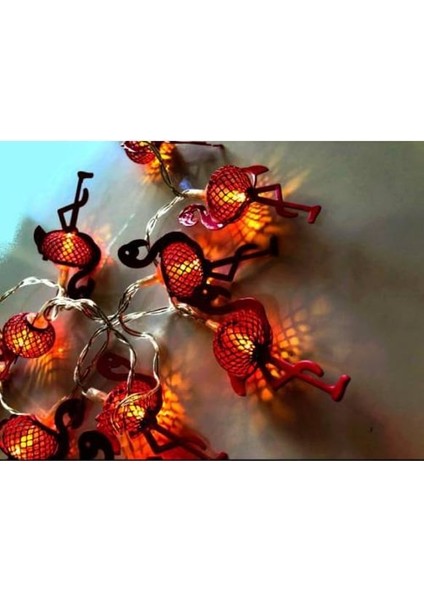 Asonplus Dekoratif Flamingo LED Işıklı 10 Lu Metal Flamingo Dizeleri Pilli Gece Lambası modelleri