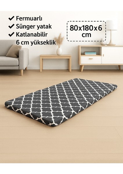 Sünger Yatak 80X180X6 Cm, Yer Yatağı, Balkon Yer Minderi,şantiye,karavan,deprem Yatağı-Karaçatı