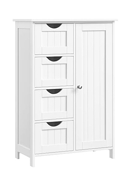 Banyo Dolabı, Dar Banyo Dolabı, Yan Dolap, Çekmeceli Göğüs, 4 Çekmece, Dolap Kapısı, Ayarlanabilir Raf, Beyaz LHC41W modelleri