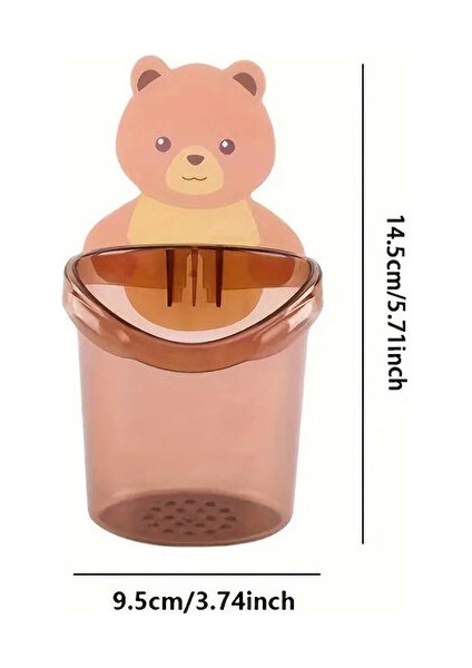 3’lü Ayı Figürlü Diş Fırçalık Seti | Yapışkanlı Duvara Yapışan Banyo Organizer