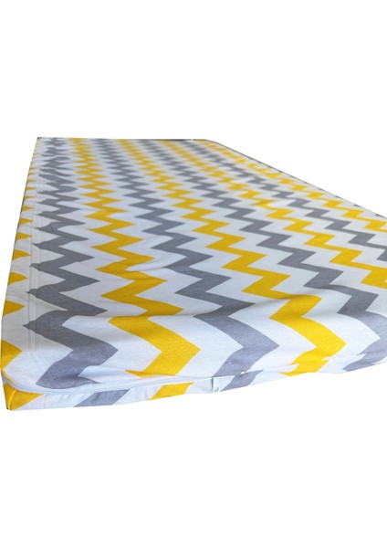 Bebek Yatağı 60X120X6 cm Vip Oyun Parkı Sünger Yatak-Sarı Gri Zikzak modelleri