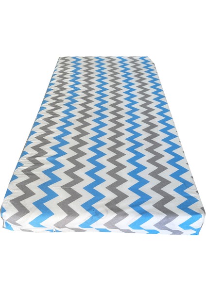 Çocuk Yatağı 60X120X6 cm Vip Oyun Parkı Sünger Yatak Bebek Yatağı-Mavi Gri Zikzak fiyatları