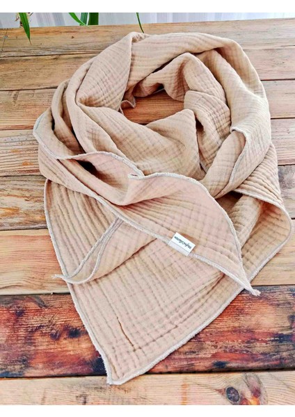 %100 Pamuk Muslin Boyun Fular - Atkı – 125 Cm, 4 Kat Yumuşak Doku, Antialerjik Üçgen Form